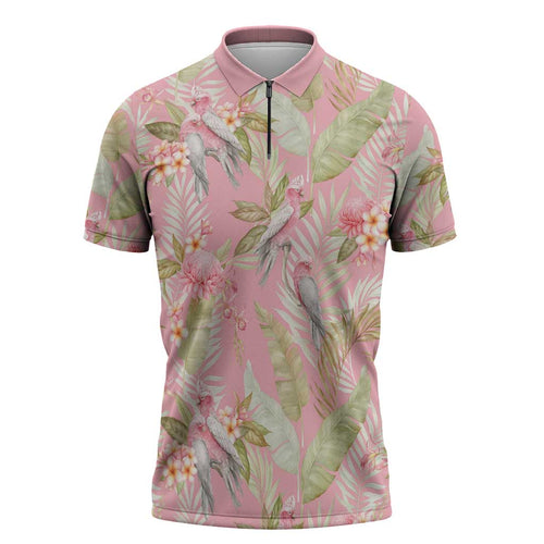 Australia Galah Cockatoo Zipper Polo Shirt Eolophus Soseicapilla Couple Seamless Style - Aussie Hoodie