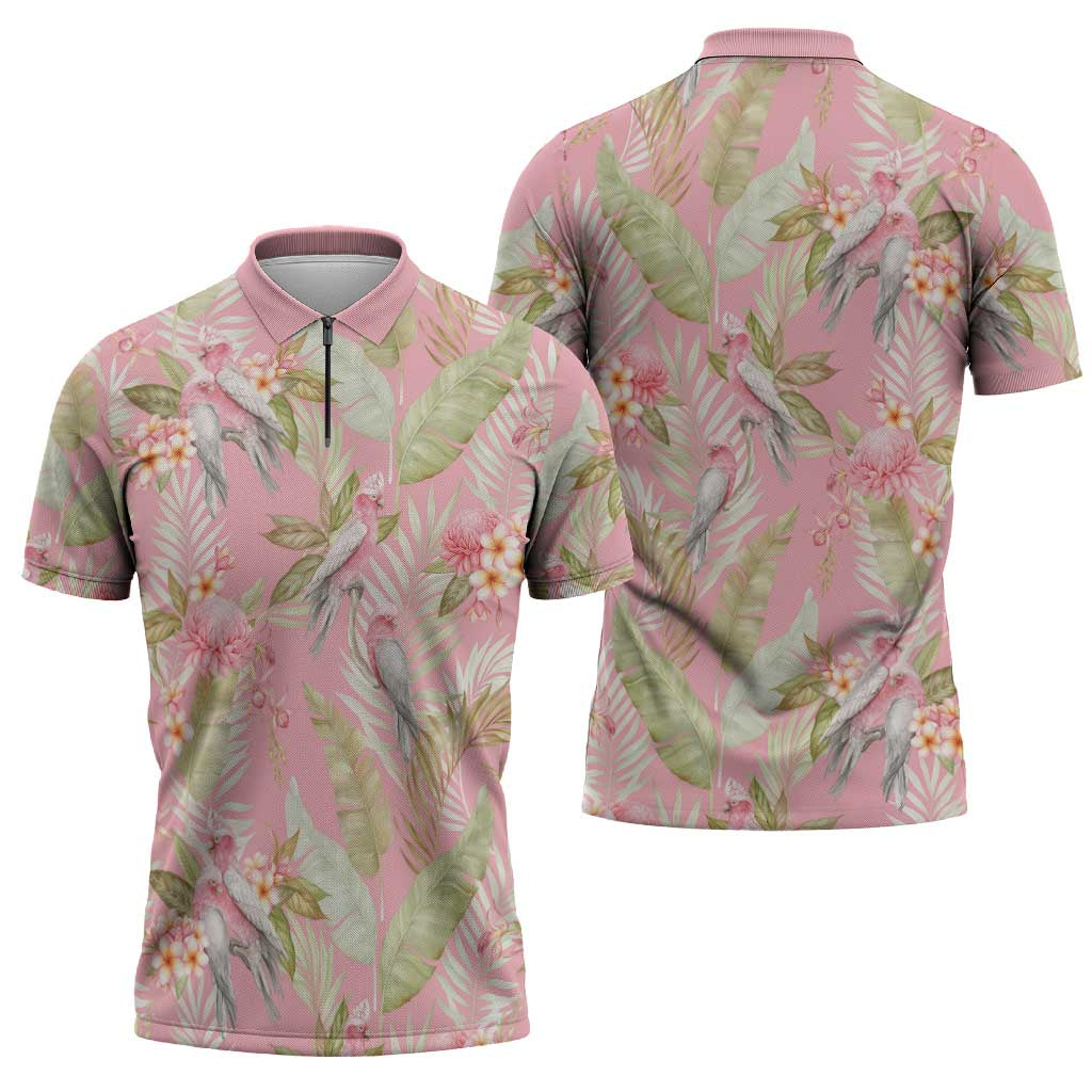 Australia Galah Cockatoo Zipper Polo Shirt Eolophus Soseicapilla Couple Seamless Style - Aussie Hoodie