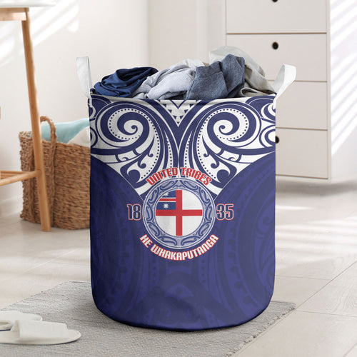 New Zealand United Tribes Te Kara Laundry Basket He Whakaputanga Maori Pattern