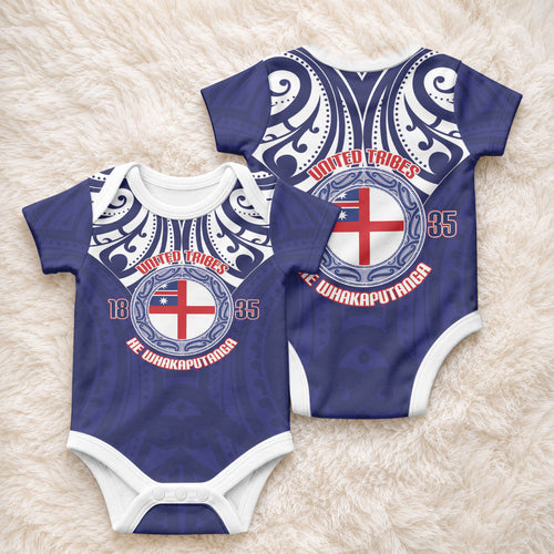 New Zealand United Tribes Te Kara Baby Onesie He Whakaputanga Maori Pattern