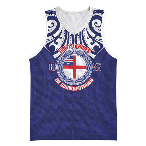 New Zealand United Tribes Te Kara Basketball Jersey He Whakaputanga Maori Pattern