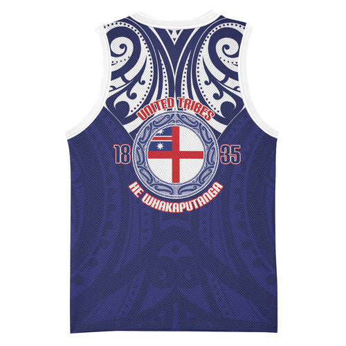 New Zealand United Tribes Te Kara Basketball Jersey He Whakaputanga Maori Pattern