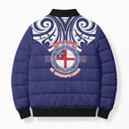 New Zealand United Tribes Te Kara Bomber Puffer Jacket He Whakaputanga Maori Pattern