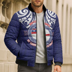 New Zealand United Tribes Te Kara Bomber Puffer Jacket He Whakaputanga Maori Pattern