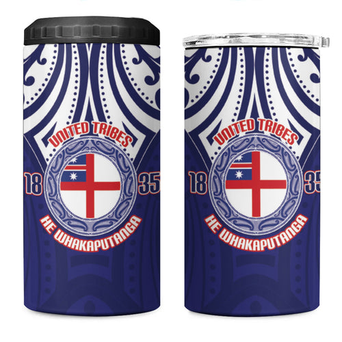 New Zealand United Tribes Te Kara 4 in 1 Can Cooler Tumbler He Whakaputanga Maori Pattern