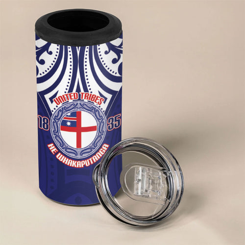 New Zealand United Tribes Te Kara 4 in 1 Can Cooler Tumbler He Whakaputanga Maori Pattern