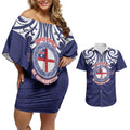 New Zealand United Tribes Te Kara Couples Matching Off Shoulder Short Dress and Hawaiian Shirt He Whakaputanga Maori Pattern