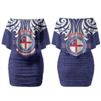 New Zealand United Tribes Te Kara Couples Matching Off Shoulder Short Dress and Hawaiian Shirt He Whakaputanga Maori Pattern