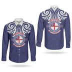 New Zealand United Tribes Te Kara Couples Matching Short Sleeve Bodycon Dress and Long Sleeve Button Shirt He Whakaputanga Maori Pattern