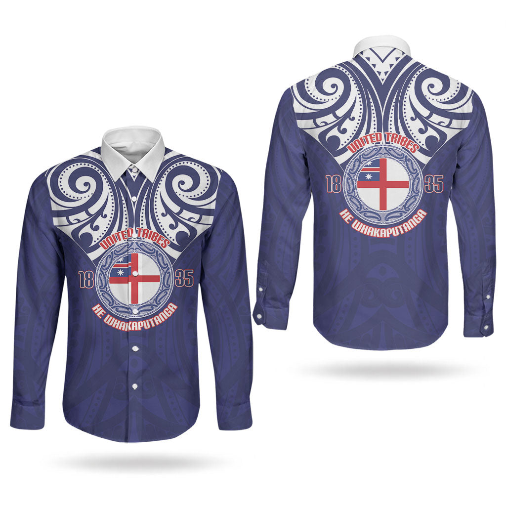 New Zealand United Tribes Te Kara Couples Matching Short Sleeve Bodycon Dress and Long Sleeve Button Shirt He Whakaputanga Maori Pattern