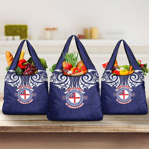 New Zealand United Tribes Te Kara Grocery Bag He Whakaputanga Maori Pattern