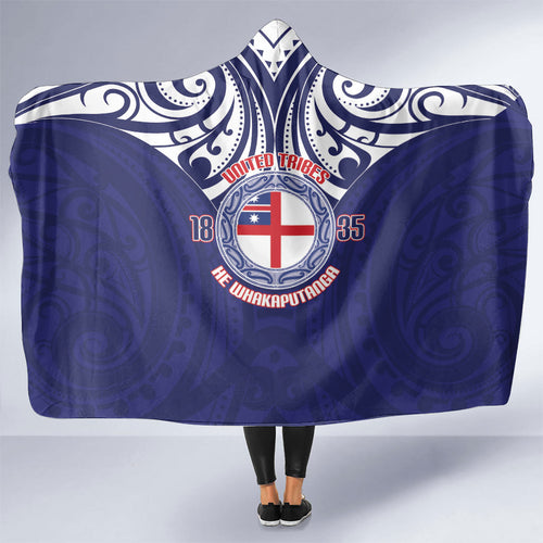 New Zealand United Tribes Te Kara Hooded Blanket He Whakaputanga Maori Pattern