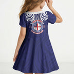 New Zealand United Tribes Te Kara Kid Short Sleeve Dress He Whakaputanga Maori Pattern