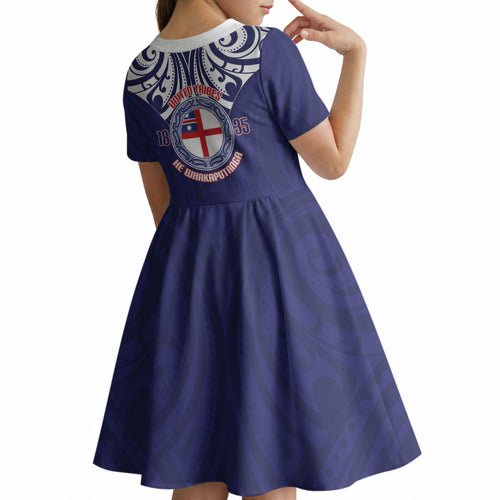 New Zealand United Tribes Te Kara Kid Short Sleeve Dress He Whakaputanga Maori Pattern