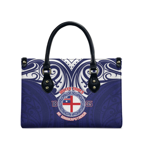 New Zealand United Tribes Te Kara Leather Bag He Whakaputanga Maori Pattern