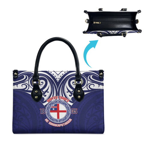 New Zealand United Tribes Te Kara Leather Bag He Whakaputanga Maori Pattern