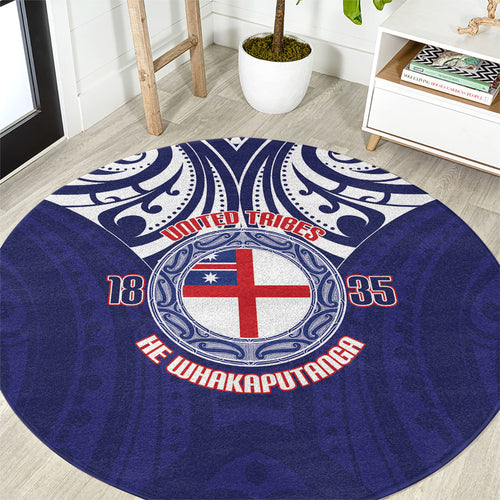 New Zealand United Tribes Te Kara Round Carpet He Whakaputanga Maori Pattern