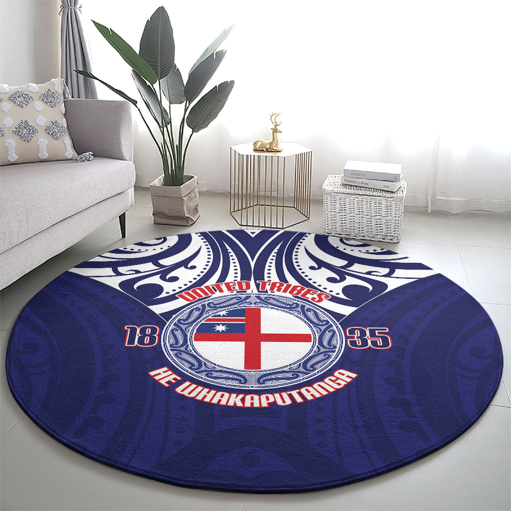 New Zealand United Tribes Te Kara Round Carpet He Whakaputanga Maori Pattern