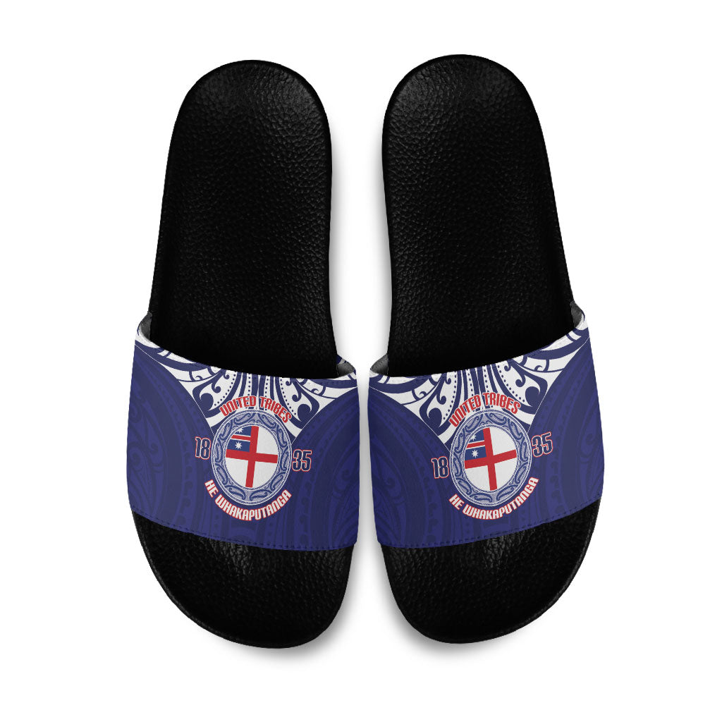 New Zealand United Tribes Te Kara Slide Sandals He Whakaputanga Maori Pattern