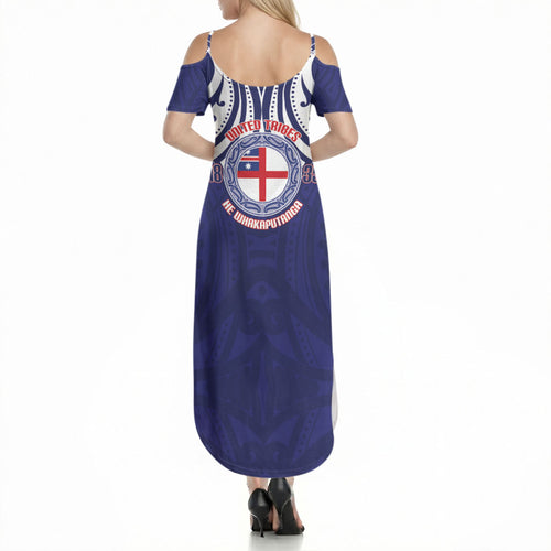 New Zealand United Tribes Te Kara Summer Maxi Dress He Whakaputanga Maori Pattern