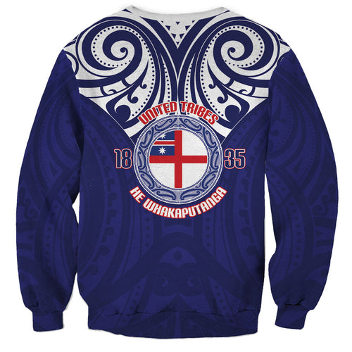 New Zealand United Tribes Te Kara Sweatshirt He Whakaputanga Maori Pattern