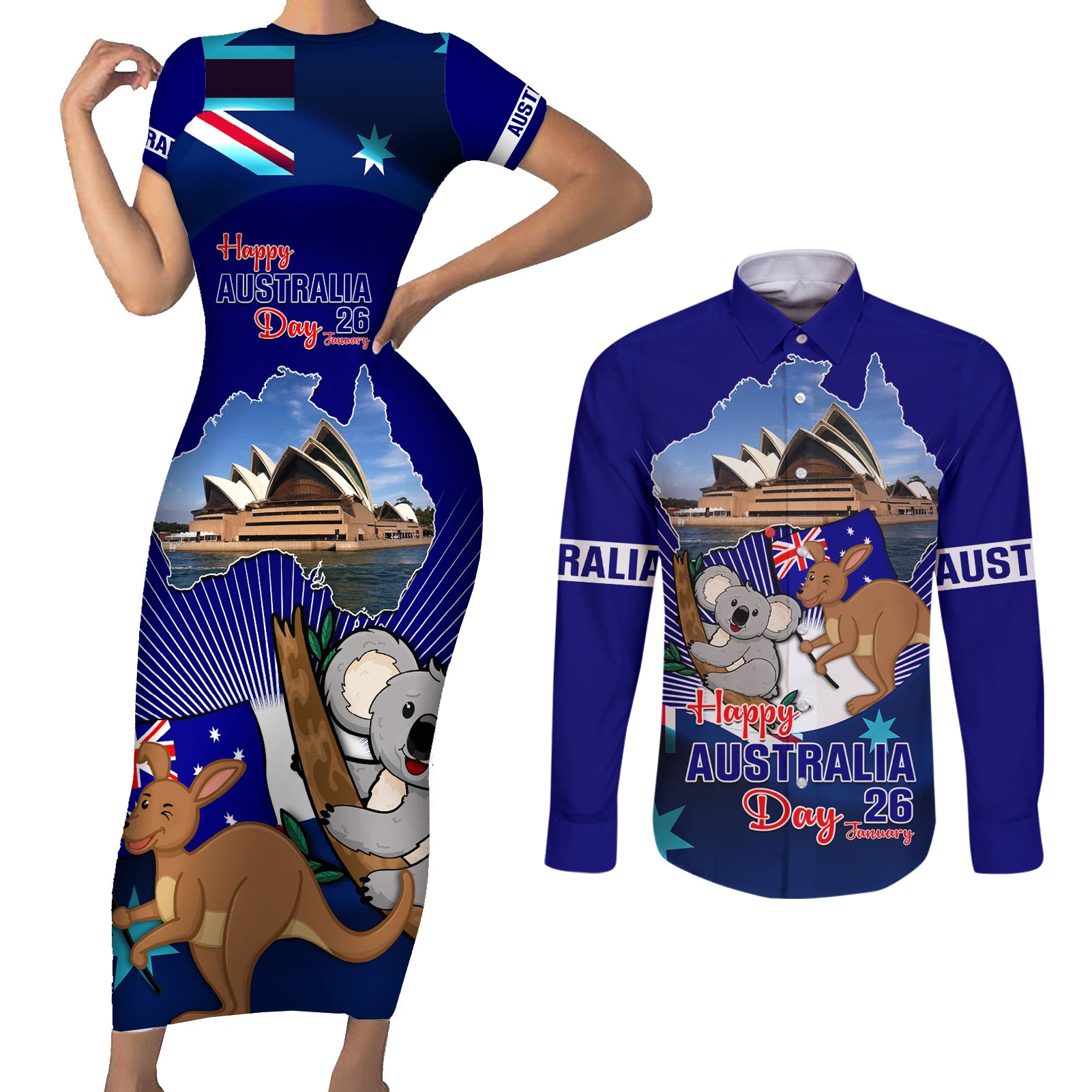 australia-day-couples-matching-short-sleeve-bodycon-dress-and-long-sleeve-button-shirt-2024-proud-to-be-australian-flag-color