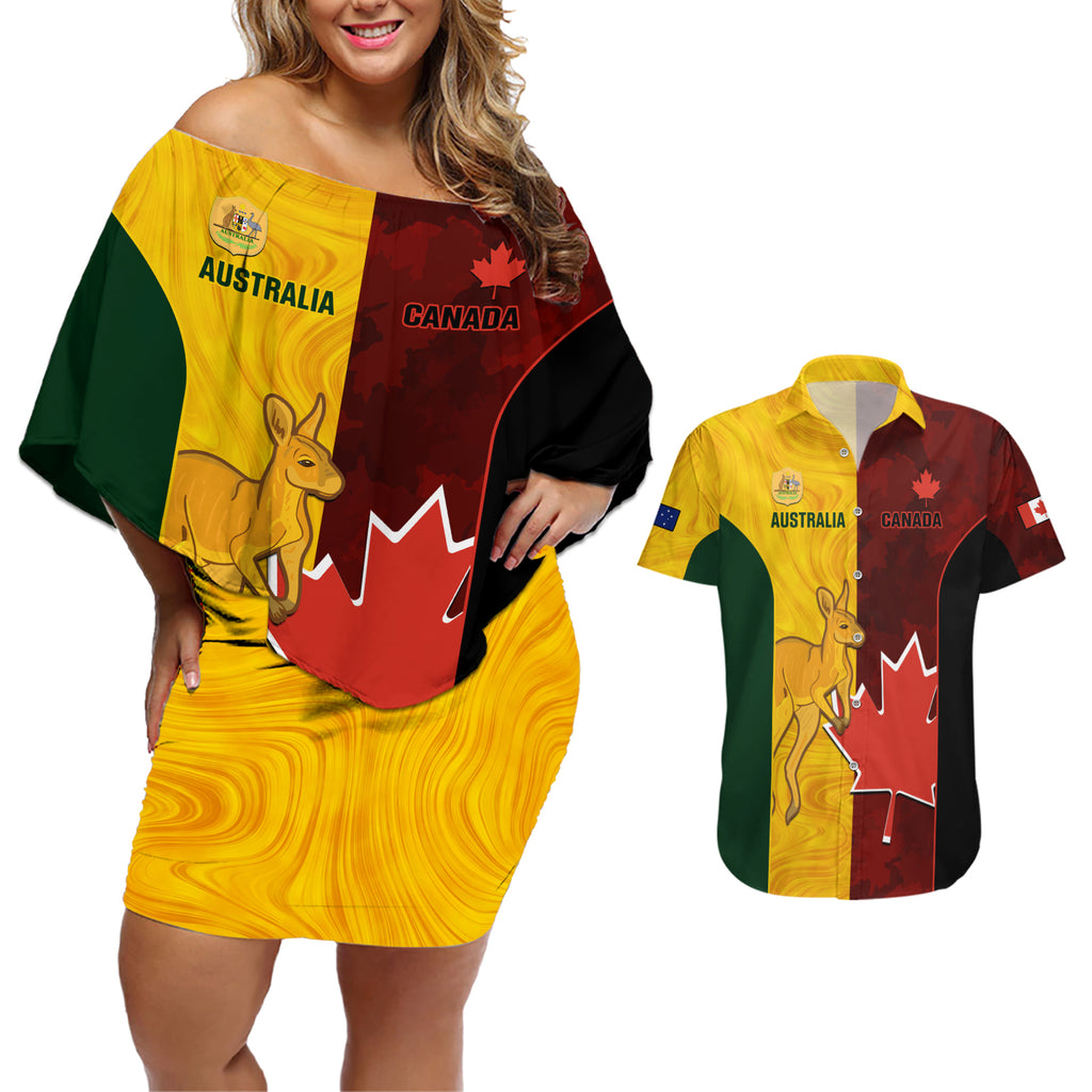 australia-and-canada-soccer-couples-matching-off-shoulder-short-dress-and-hawaiian-shirt-matildas-combine-canucks-together