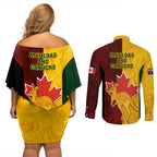 australia-and-canada-soccer-couples-matching-off-shoulder-short-dress-and-long-sleeve-button-shirt-matildas-combine-canucks-together