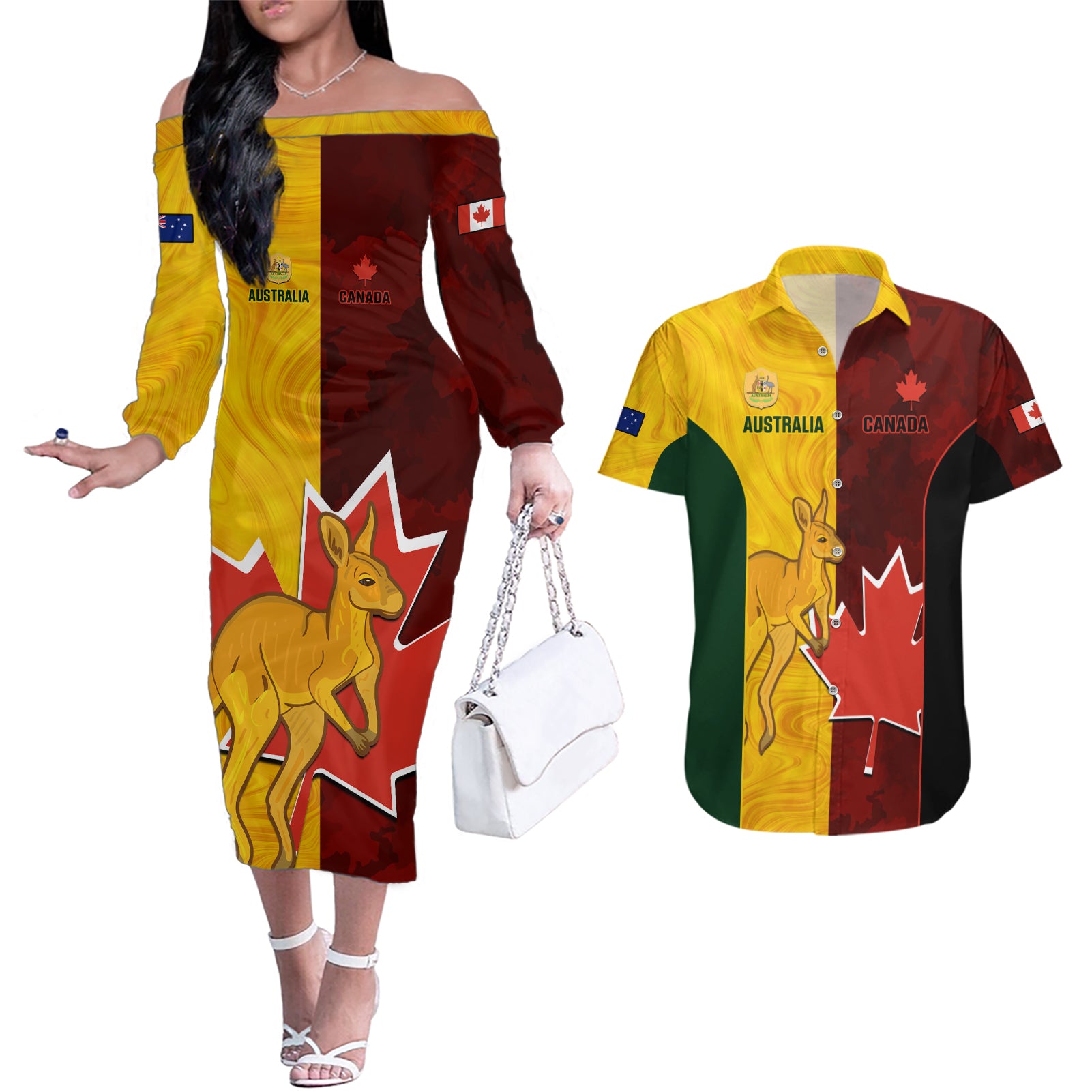 australia-and-canada-soccer-couples-matching-off-the-shoulder-long-sleeve-dress-and-hawaiian-shirt-matildas-combine-canucks-together