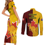 australia-and-canada-soccer-couples-matching-short-sleeve-bodycon-dress-and-long-sleeve-button-shirt-matildas-combine-canucks-together