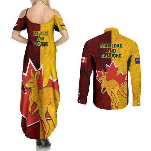 australia-and-canada-soccer-couples-matching-summer-maxi-dress-and-long-sleeve-button-shirt-matildas-combine-canucks-together
