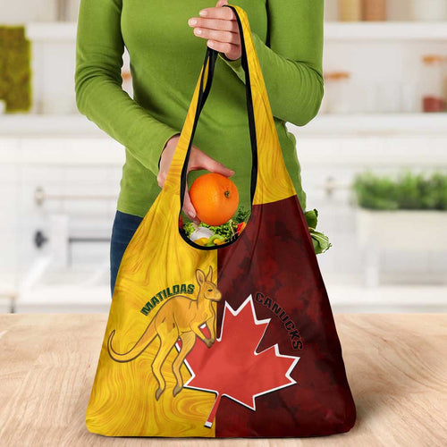 Australia And Canada Soccer Grocery Bag Matildas Combine Canucks Together