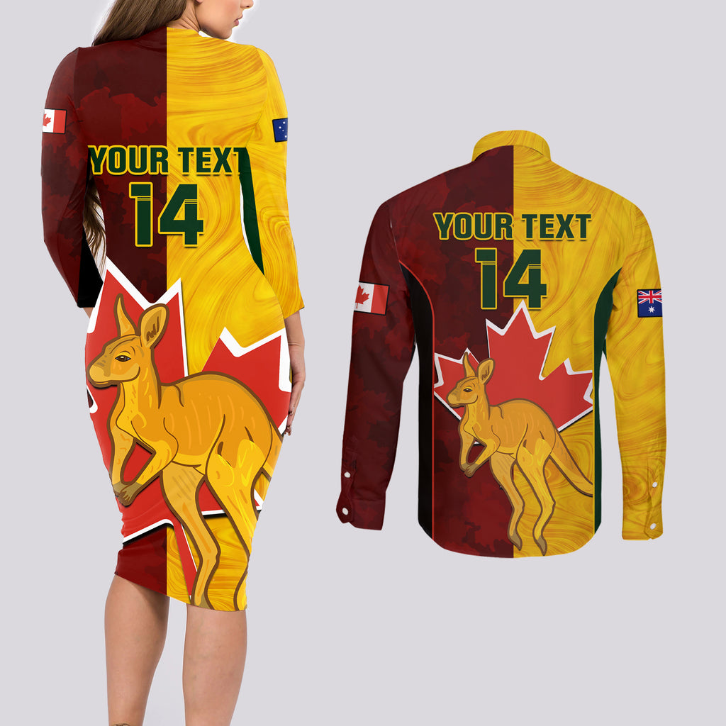 custom-australia-and-canada-soccer-couples-matching-long-sleeve-bodycon-dress-and-long-sleeve-button-shirt-matildas-combine-canucks-together