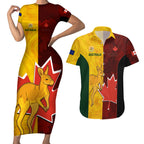 custom-australia-and-canada-soccer-couples-matching-short-sleeve-bodycon-dress-and-hawaiian-shirt-matildas-combine-canucks-together