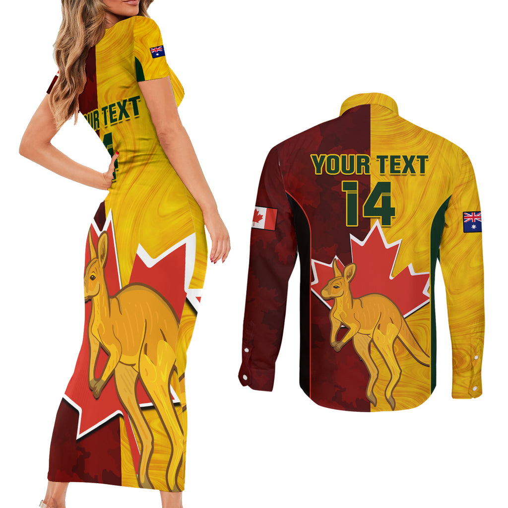 custom-australia-and-canada-soccer-couples-matching-short-sleeve-bodycon-dress-and-long-sleeve-button-shirt-matildas-combine-canucks-together