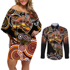 australia-aboriginal-couples-matching-off-shoulder-short-dress-and-long-sleeve-button-shirt-australian-map-with-kangaroo-indigenous-art