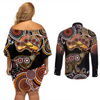 australia-aboriginal-couples-matching-off-shoulder-short-dress-and-long-sleeve-button-shirt-australian-map-with-kangaroo-indigenous-art