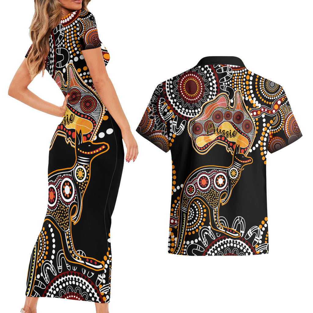 australia-aboriginal-couples-matching-short-sleeve-bodycon-dress-and-hawaiian-shirt-australian-map-with-kangaroo-indigenous-art