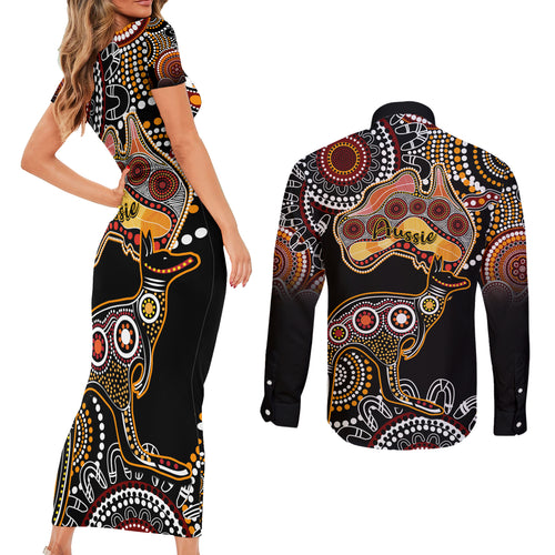 australia-aboriginal-couples-matching-short-sleeve-bodycon-dress-and-long-sleeve-button-shirt-australian-map-with-kangaroo-indigenous-art
