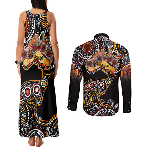 australia-aboriginal-couples-matching-tank-maxi-dress-and-long-sleeve-button-shirt-australian-map-with-kangaroo-indigenous-art