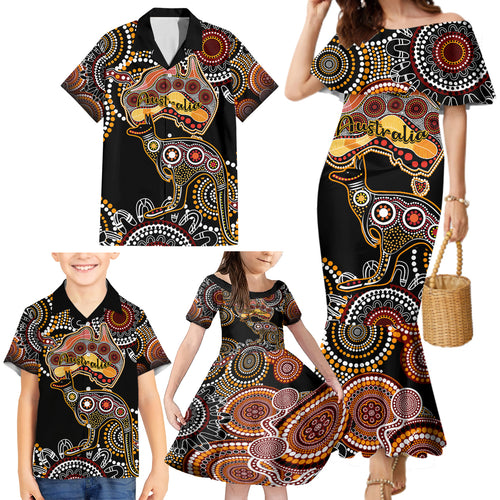 australia-aboriginal-family-matching-mermaid-dress-and-hawaiian-shirt-australian-map-with-kangaroo-indigenous-art