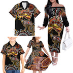 australia-aboriginal-family-matching-off-shoulder-long-sleeve-dress-and-hawaiian-shirt-australian-map-with-kangaroo-indigenous-art