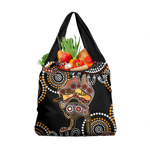 Australia Aboriginal Grocery Bag Australian Map With Kangaroo Indigenous Art