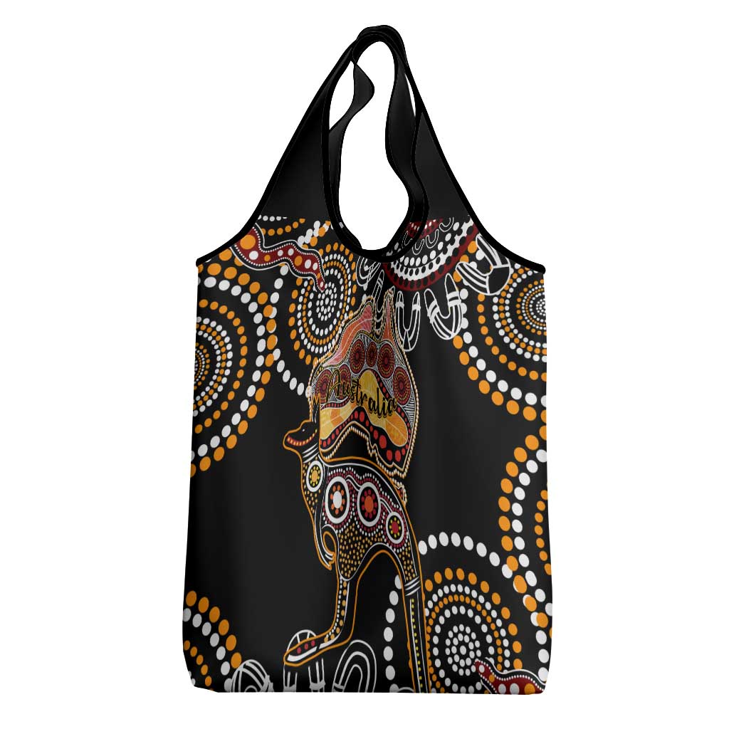 Australia Aboriginal Grocery Bag Australian Map With Kangaroo Indigenous Art