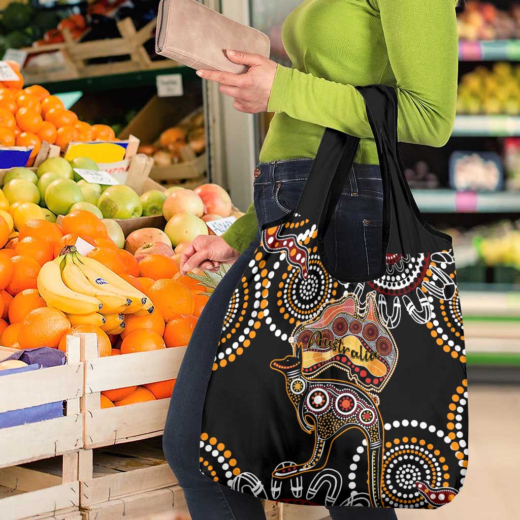 Australia Aboriginal Grocery Bag Australian Map With Kangaroo Indigenous Art