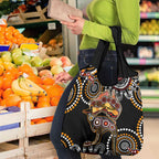 Australia Aboriginal Grocery Bag Australian Map With Kangaroo Indigenous Art