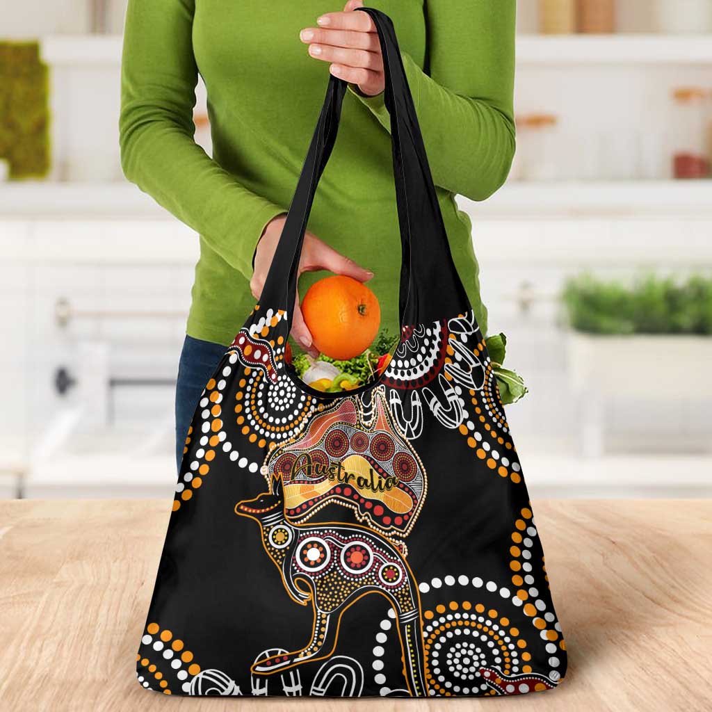 Australia Aboriginal Grocery Bag Australian Map With Kangaroo Indigenous Art