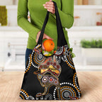 Australia Aboriginal Grocery Bag Australian Map With Kangaroo Indigenous Art