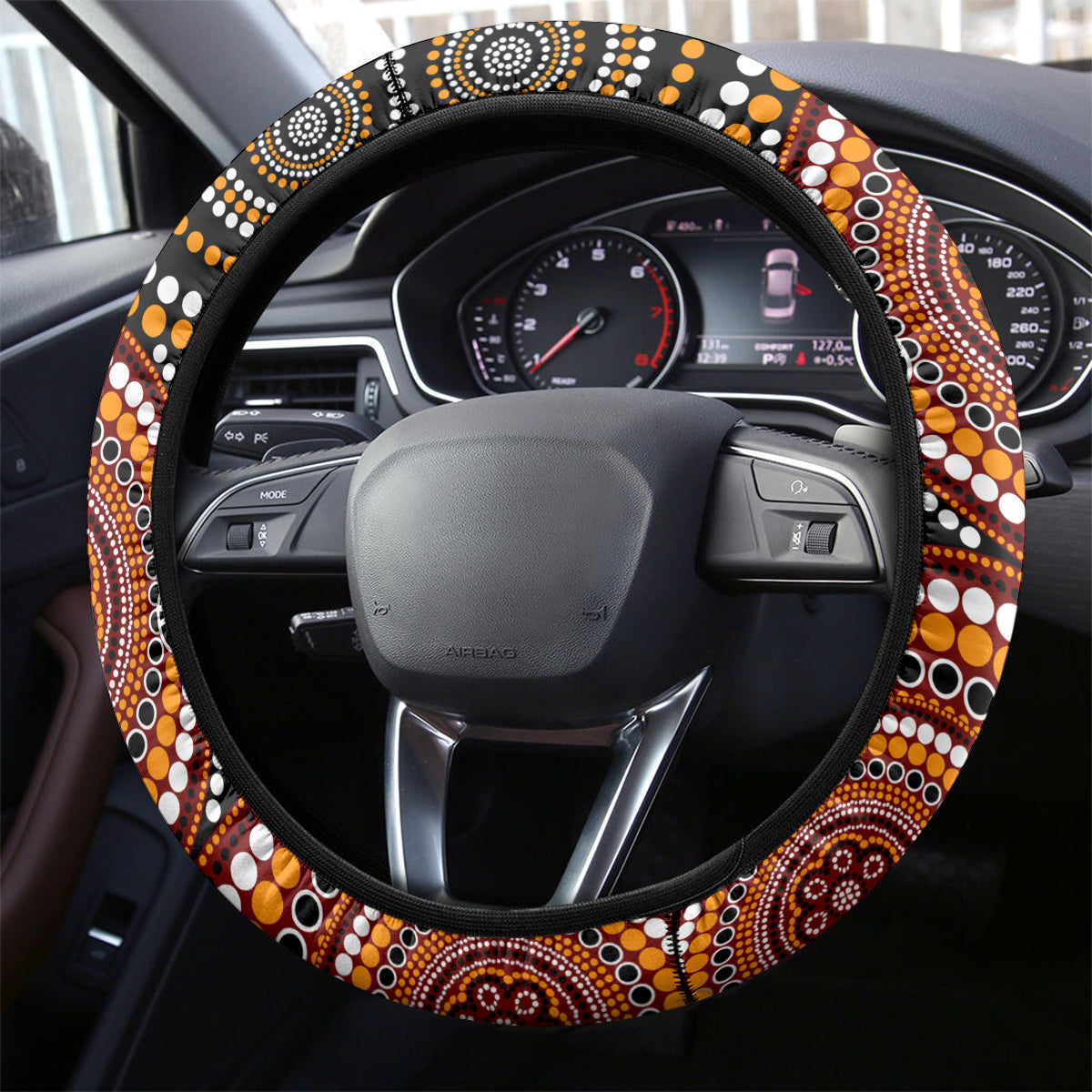 Australia Aboriginal Steering Wheel Cover Australian Map With Kangaroo Indigenous Art