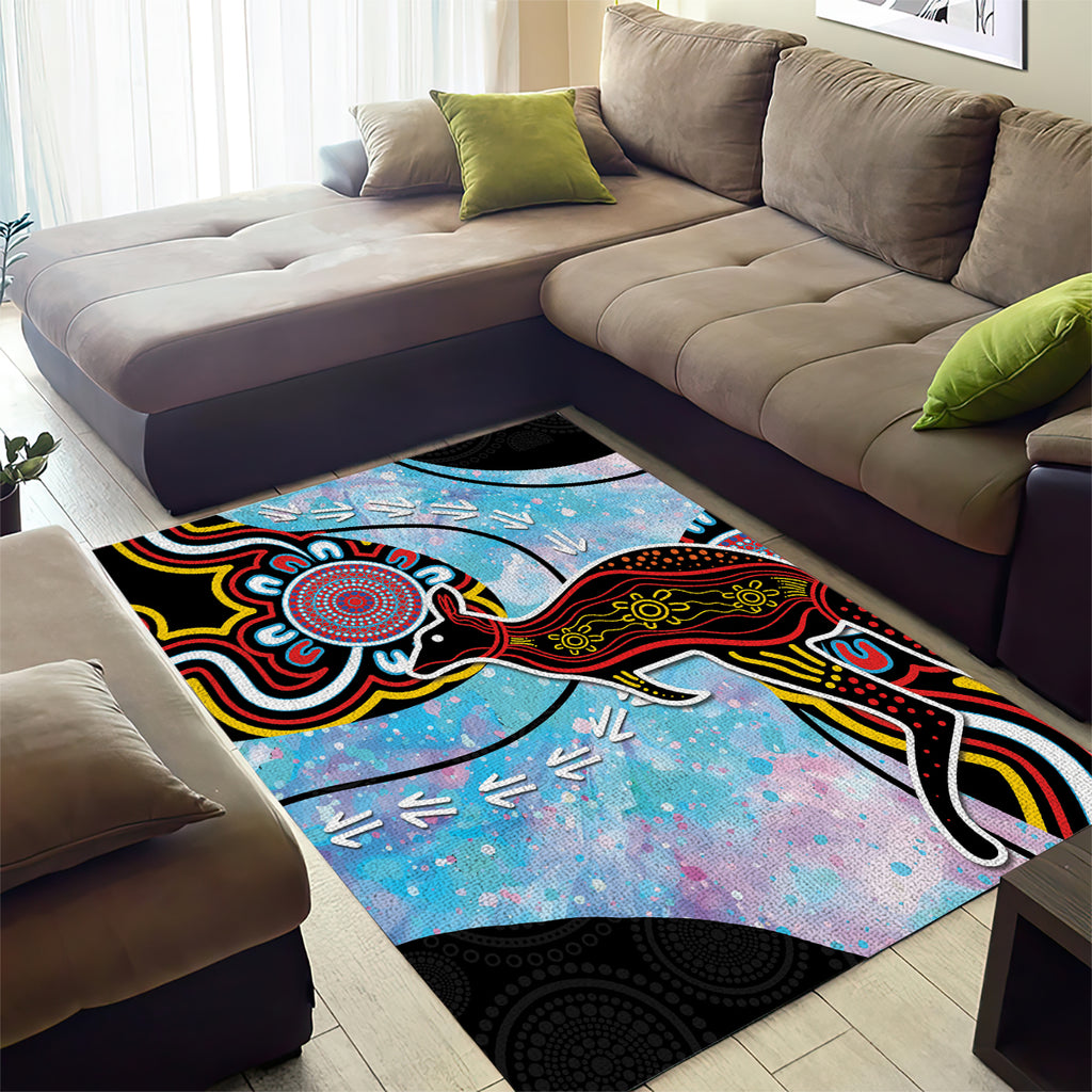 Australia Opal Area Rug Aussie Kangaroo Aboriginal Art